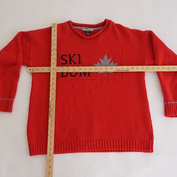 Vintage '90S Parkhurst Weekend Red Ski Bum 100% Cotton Knit Crewneck Sweater L - Picture 3 of 10